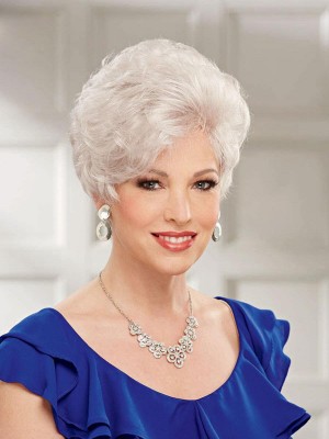 Monofilament Front Chic Layered Short Gray Wig