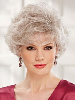 Short Capless Gray Wig With Pretty Bangs