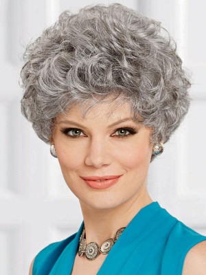 Gray Close-cropped Style Wig With Tapered Waves