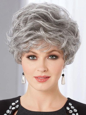 Beautifully Layered Curls Short Crop Style Gray