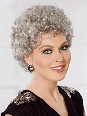 Natural-looking Lightweight Gray Wig With Curls