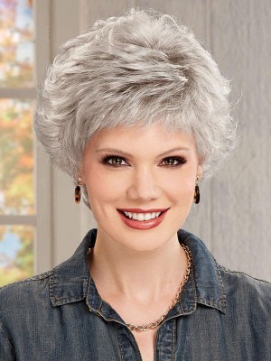 Short Capless Gray Wig With Artful Layering