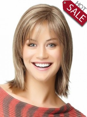 Angled-Cut Shoulder Length Human Hair Wig