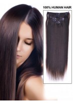 14" Straight Medium Remy Hair Extension With Clips 