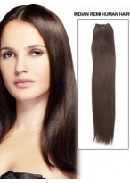 24" Long Straight Remy Hair Extension With Clips 