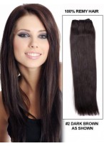 16" Straight No Clips Human Hair Extensions 
