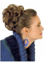 Brown Curly Synthetic Wrap with Pressure Clip 