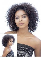 Medium Length Curly 3/4 Synthetic Wig 