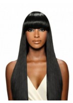 Womens Capless Long Human Hair Wig 