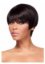 Boycuts Straight Short Human Hair African American Wig 