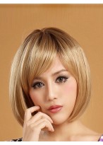 Short Straight Hairstyle Lace Front Synthetic Wig 