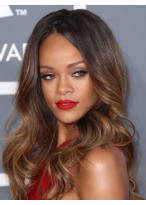 Rihanna Glueless Lace Dip Dye Hairstyle Long Wavy Wig 