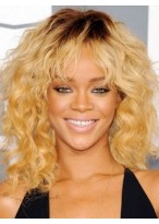 Rihanna Hairstyle Ringlet Wavy & Fringe Wig 