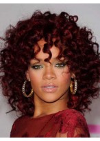Rihanna Hairstyle Medium Curly Red Wig 