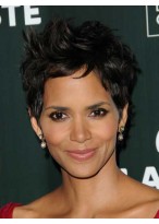 Halle Berry's Synthetic Short Wavy Hairstyle Wig 