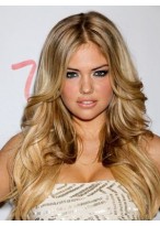 Kate Upton Human Hair Lace Front Wavy Wig 