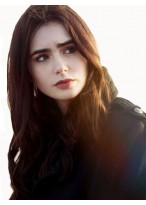 Popular Lily Collins Lace Front Remy Human Hair Wig 