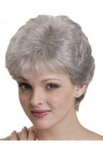 Straight Synthetic Capless Gray Wig 