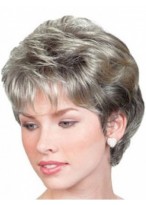 Gray Short Wavy Lace Front Wig 