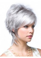 Lace Front Layered Synthetic Gray Wig 