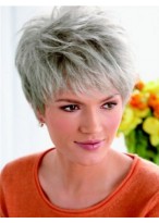 Synthetic Layered Lace Front Gray Wig 