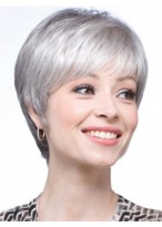 Synthetic Lace Front Short Straight Gray Wig 