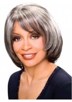 Mid-length Synthetic Capless Gray Wig 