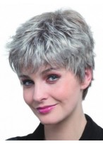 Pixie Style Synthetic Capless Gray Wig 
