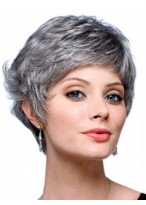Short Wavy Synthetic Back Gray Wig 
