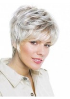 Short Layered Lace Front Straight Gray Wig 