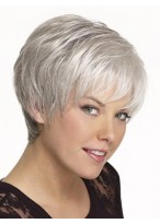 Short Synthetic Straight Gray Wig 