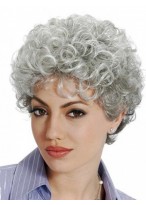 Sophisticated Curly Gray Wig 