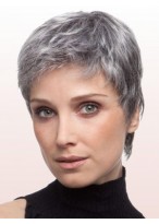 Layered Straight Lace Front Gray Wig 