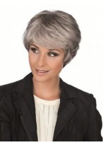 Side Long Fringe Synthetic Capless Gray Wig 