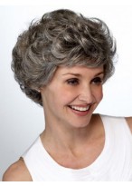 Lace Front Short Wavy Layers Gray Wig 