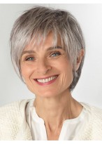 Grey Short Lace Front Synthetic Wig 