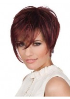 Short Straight Layers Cut Lace Front Human Hair Wig 
