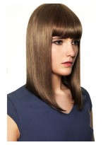 Sleek Straight Shoulder Length Human Hair Wig 