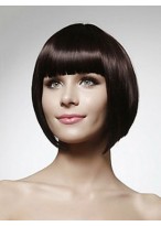 Straight Short Bob Human Hair Wig With Bangs 