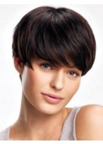 Human Hair Lace Front Short Straight Wig 