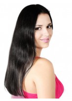 Long Length Human Hair Lace Front Straight Wig 