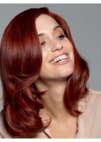 Red Lace Front Wavy Human Hair Wig 