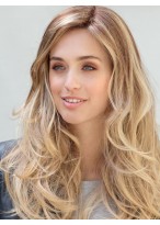 Side Part Long Lace Front Wavy Human Hair Wig 