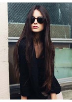Extra Long Straight Lace Front Human Hair Wig 