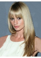 Straight Capless Remy Human Hair Wig With Bangs 