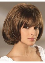 Remy Human Hair Wavy Capless Wig With Bangs 