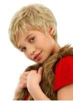 Short Shag Style Wavy Front Lace Kids Wig 