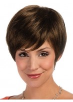 Lace Front Synthetic Cropped Wig With Asymmetric Fringe 