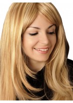 Lace Front Feathered Straight Synthetic Long Wig 