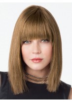 Sleek Straight Shoulder Length Human Hair Lace Wig 